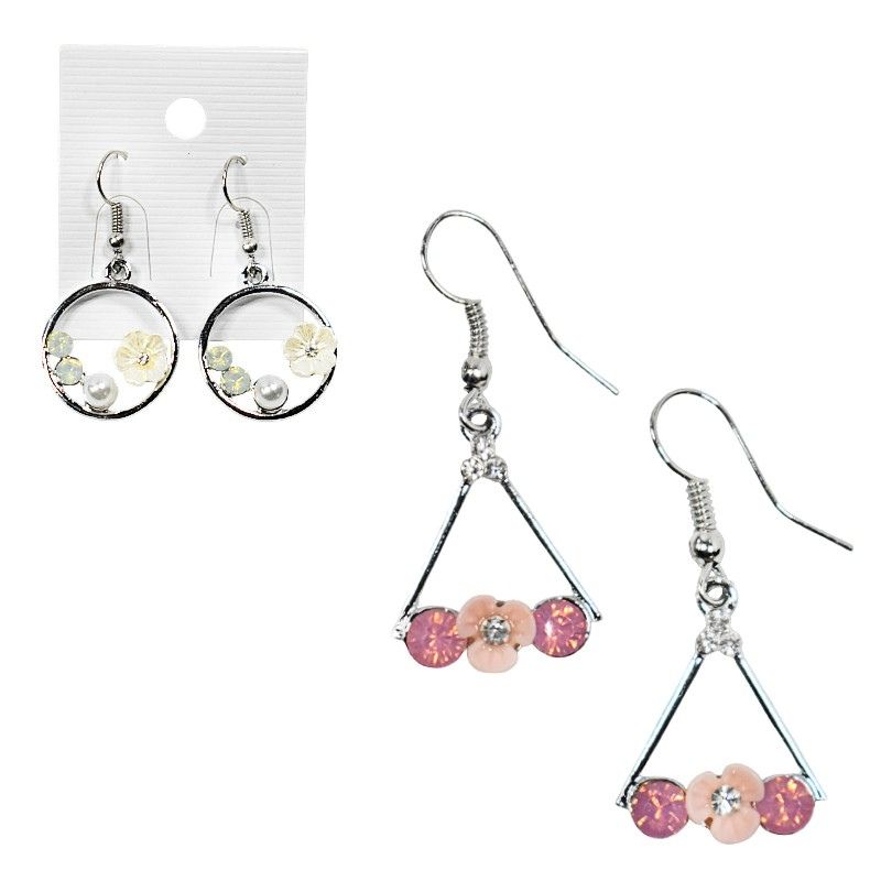 Aretes con Diseños Geometricos Con Flores Surtidos