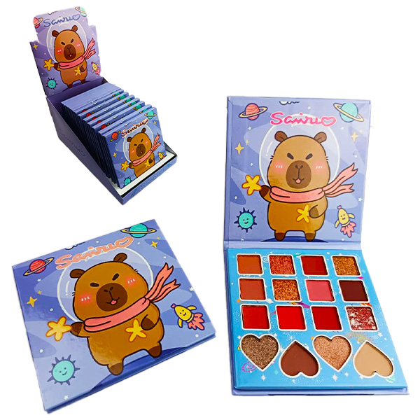 Paleta de sombras de 15 colores con diseño de Capibara con bufanda de Sairio