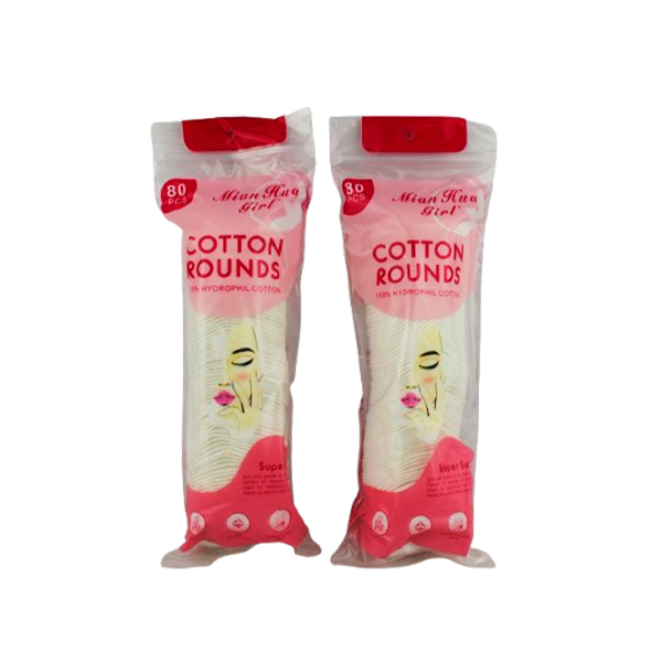 Pads desmaquillantes de 80 pcs rosa - Mian Hua Girl