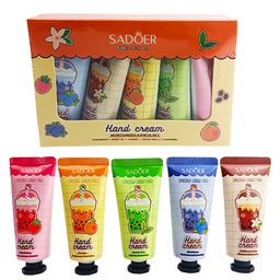[6942349749537] Kit de 5 cremas para manos en tubo con presentación de Frutas Sadoer